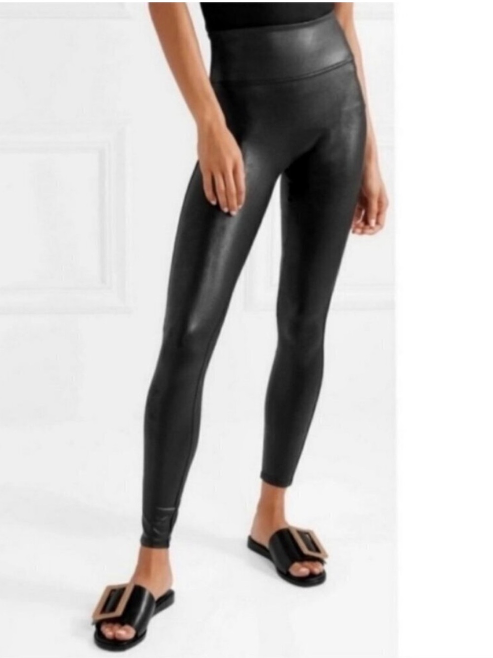 Spanx Faux‎ Leather Leggings Black High Rise Compression Baddie Alternative Edgy